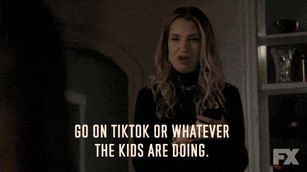 Woman saying “Go on TikTok, or whatever the kids are doing.”