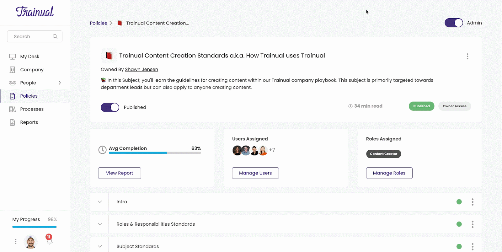 Trainual content creation standards GIF