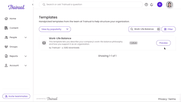 Trainual Work-Life Balance template runthrough