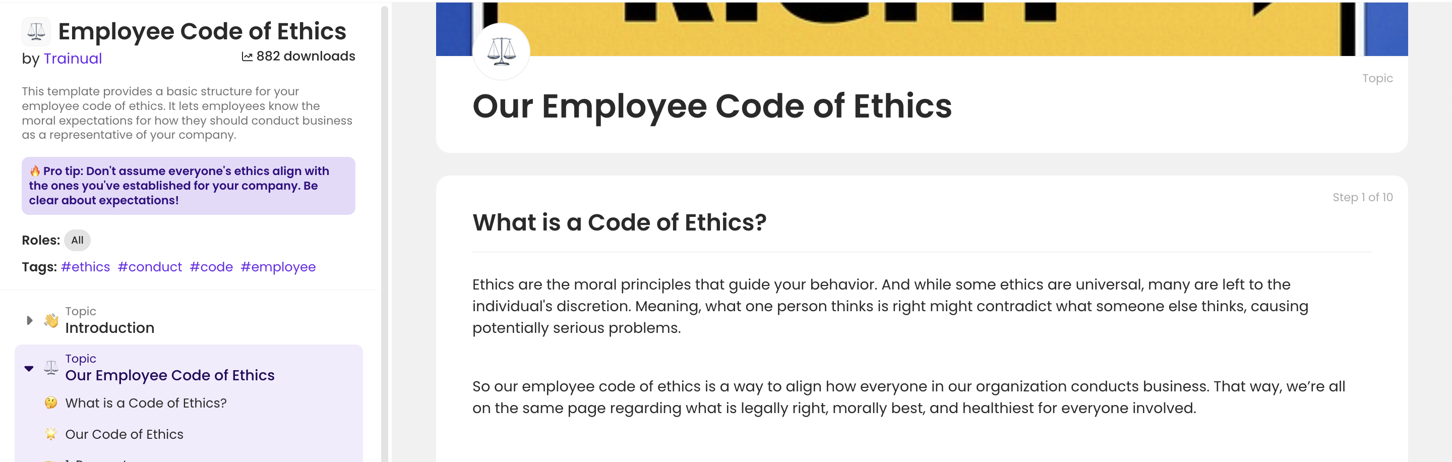Employee Code of Ethics Policy Trainual template