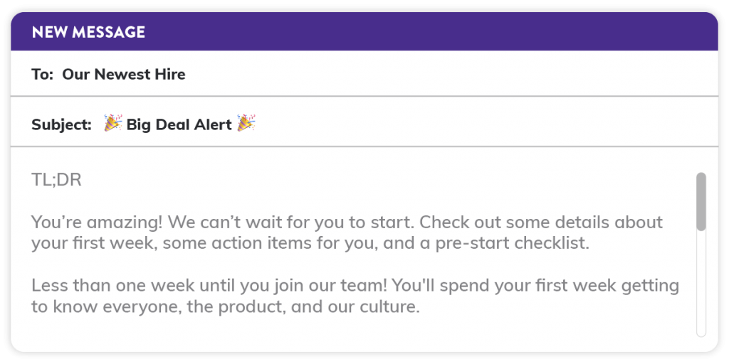 Employee Onboarding Email