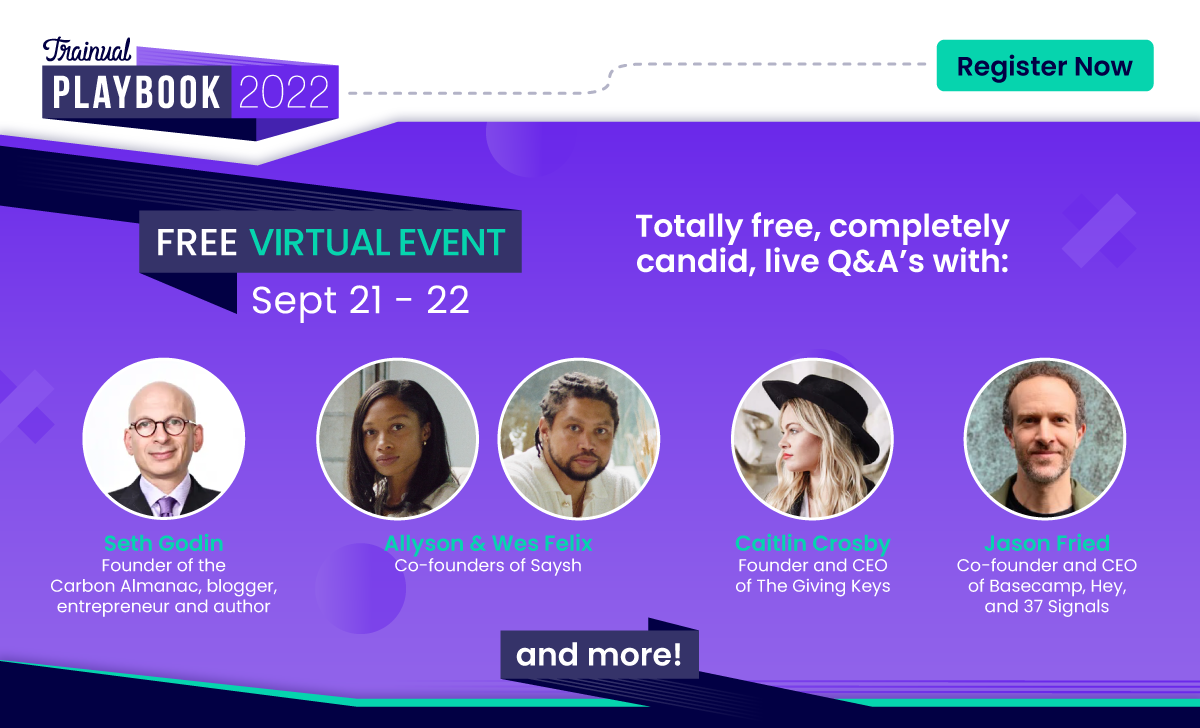 Trainual Playbook event banner featuring a panel of speakers.