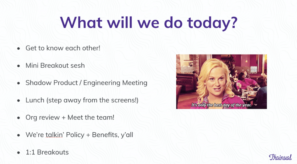 Remote Onboarding Planning example