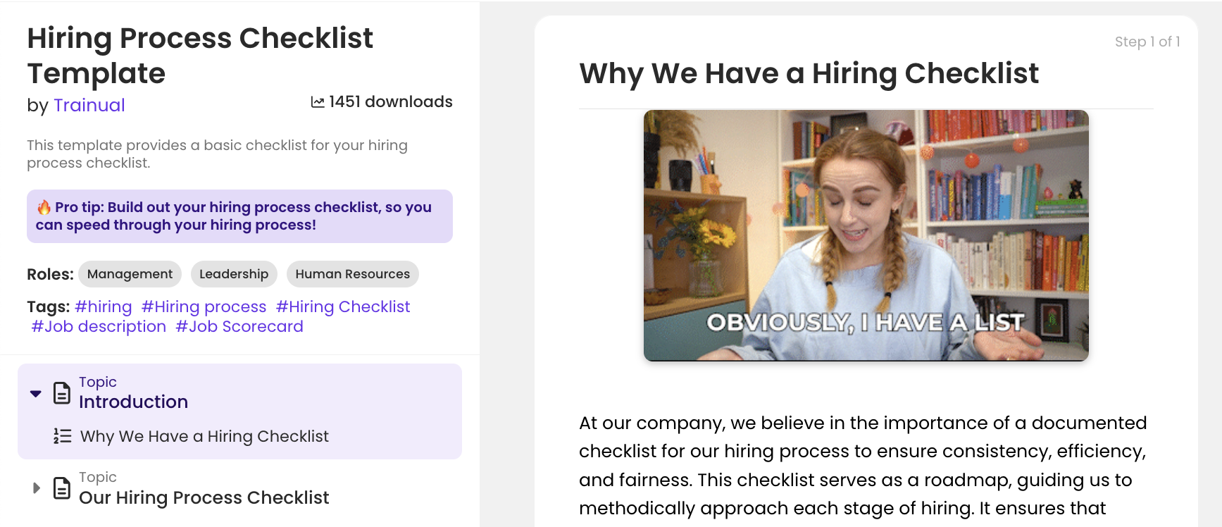 Trainual Hiring Process Checklist template banner
