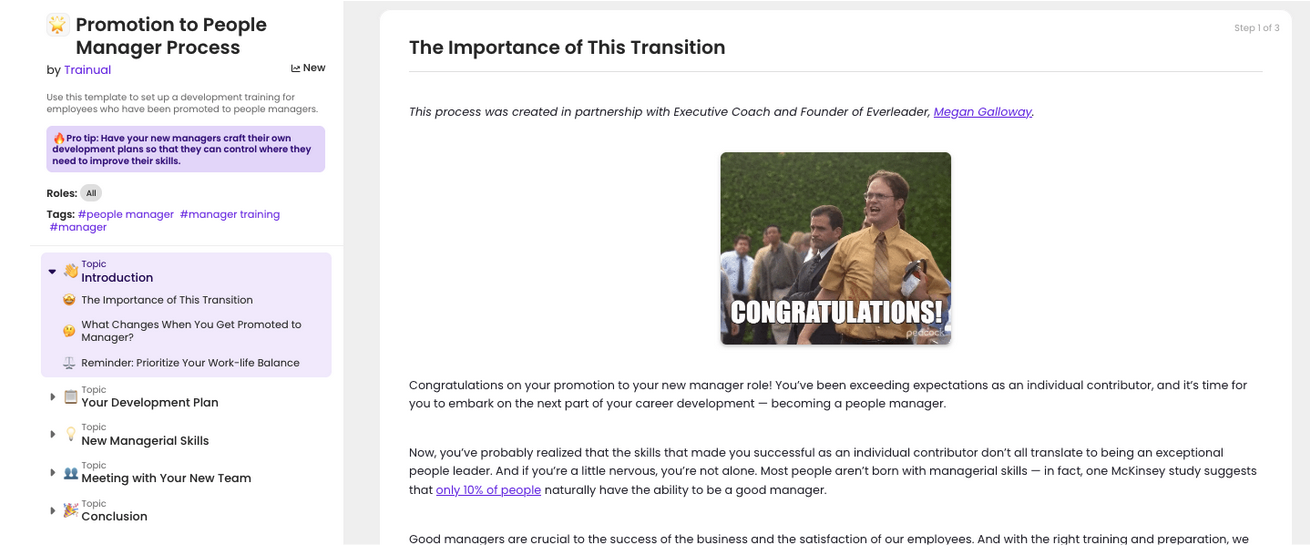 Trainual template Promotion to People Manager Process