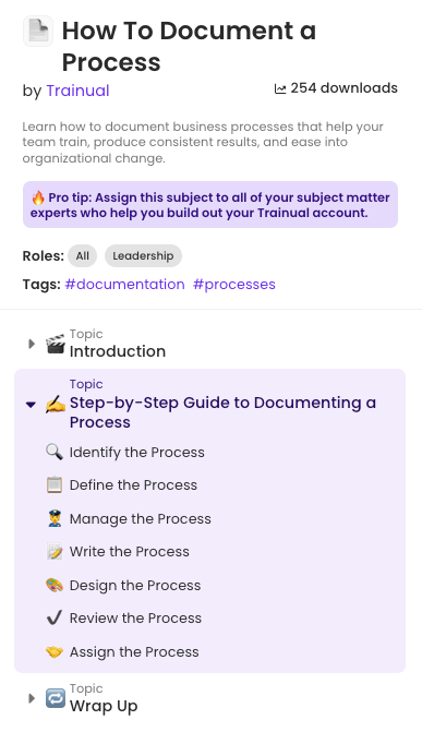 How To Document a Process Trainual template