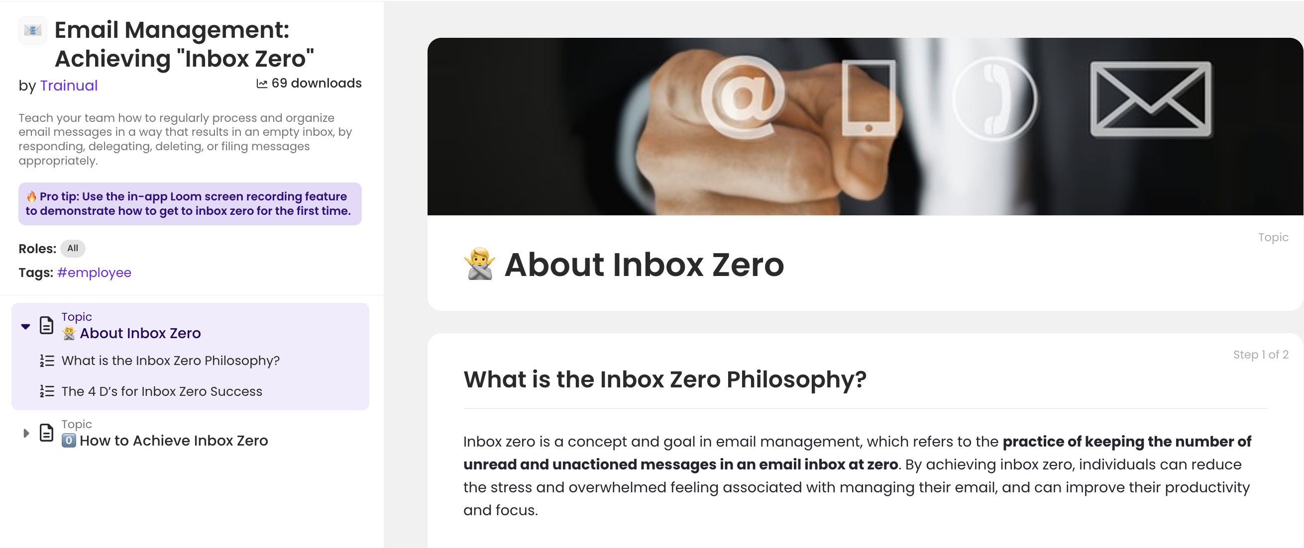 Achieving inbox zero process template.