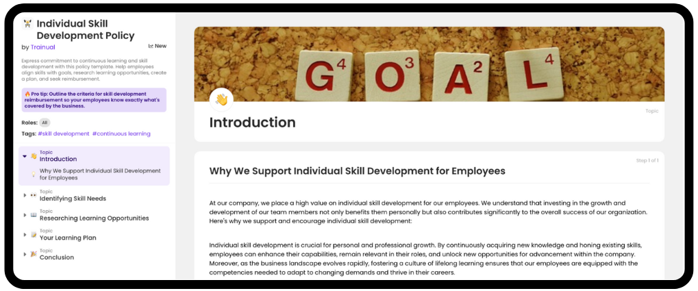 Individual Skill Development Policy Trainual template